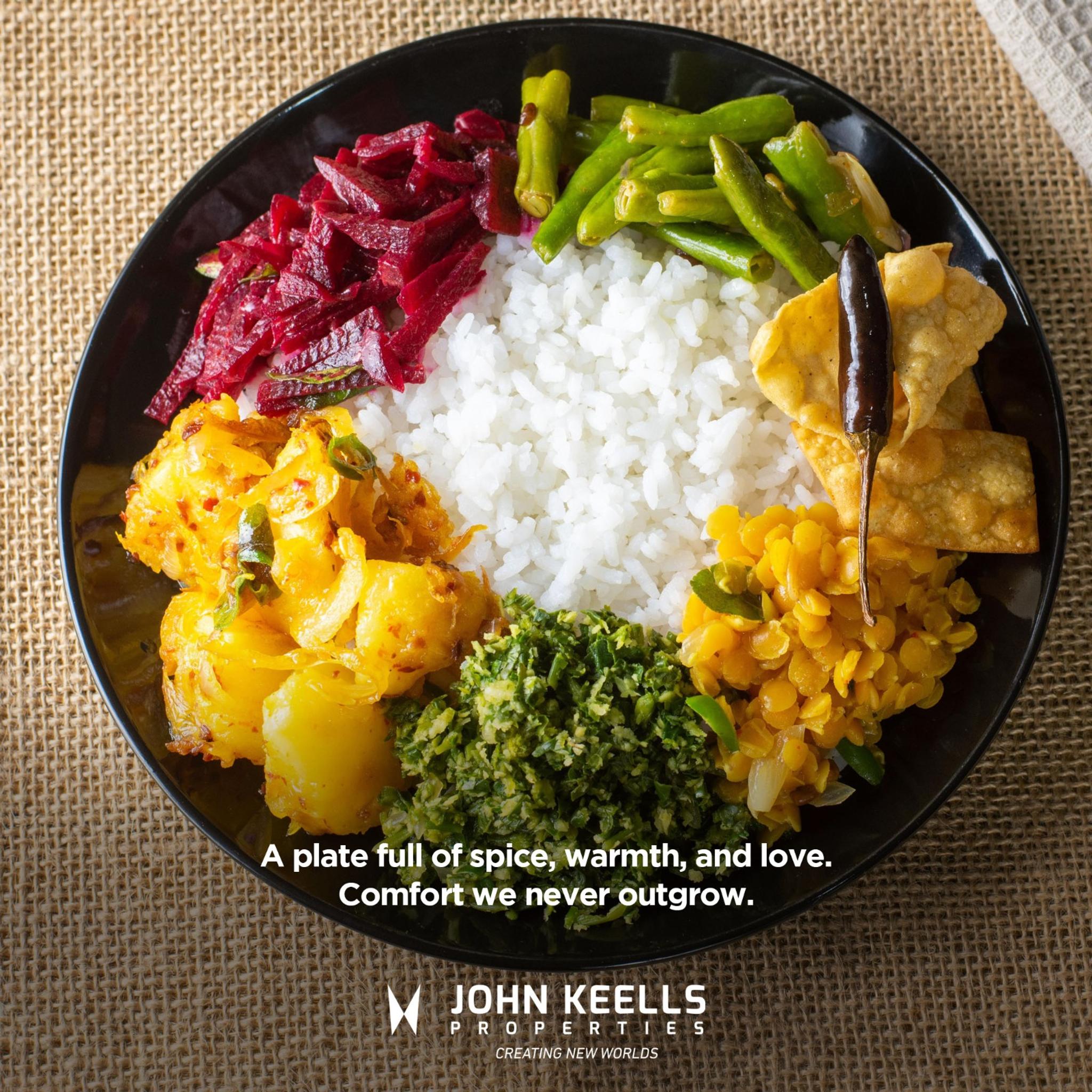 Rice and curry brings warmth and heritage, welcoming you home.